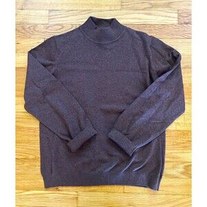 Architect Brown Solid Knit Mock Neck Ribbed Collar Pullover Sweater Petites PXL